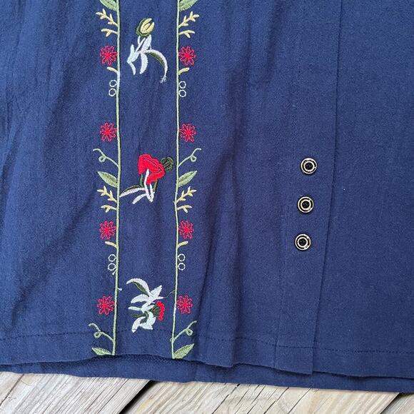 Cellabie Women's Navy Embroidered Linen Blend Top Size 3XL. NEW - Picture 4 of 11